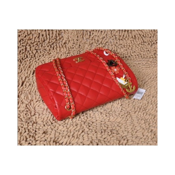 Chanel San Valentino Flap Borse Serie Red Agnello Con Oro Hw