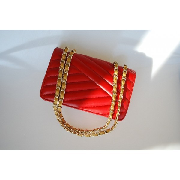 Chanel Trapuntato Borsa A66838 Flap Agnello Red Mini