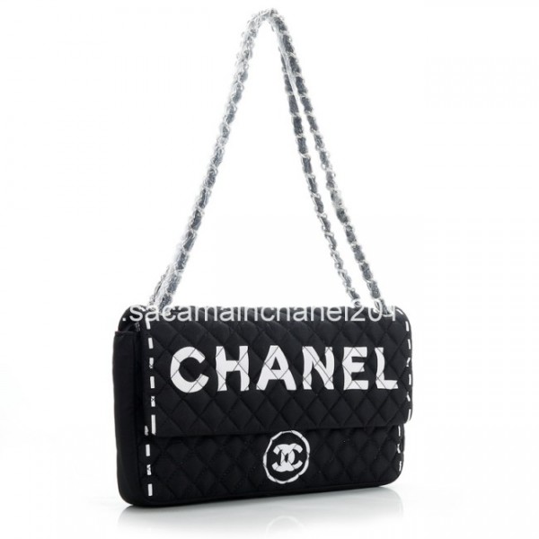 Quilted Borse Chanel Classico Colore Nero Con Firma Bianco Chane