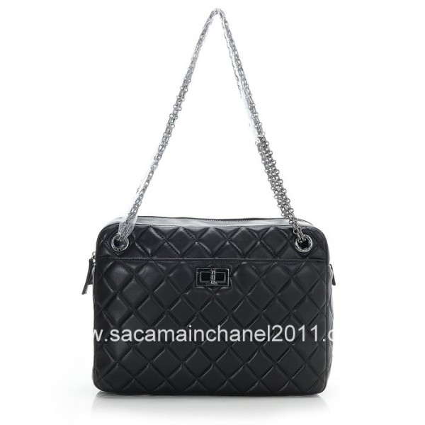 Vintage Chanel Bag 2012 Black Agnello Fotocamera Con Un Pistola