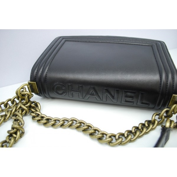 Chanel A66713 Flap Borse In Pelle Di Vitello Nero Smaltato Boy