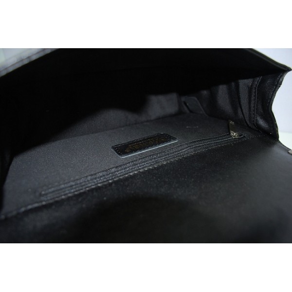 Chanel A67064 Black & Brown Croc Veins Leather Flap Borse Boy