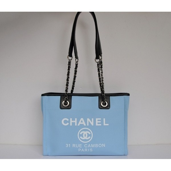 Cambon Chanel A66939 Borse Di Tela Blu Con Firma Chanel