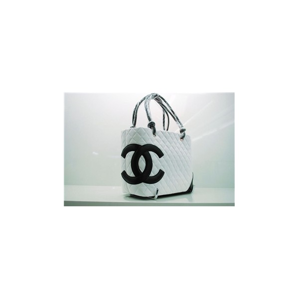 Chanel Bianco & Nero Borse Cambon Agnello Con Logo Cc Nero