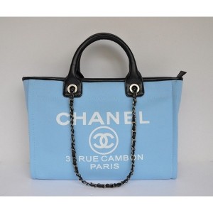 Chanel Cambon A66941 Blu Canvas Borse Per La Spesa