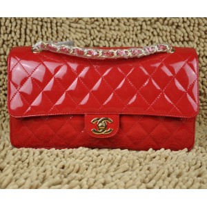 Chanel A01113 Borse In Pelle Rosso Vernice Con Hardware Oro