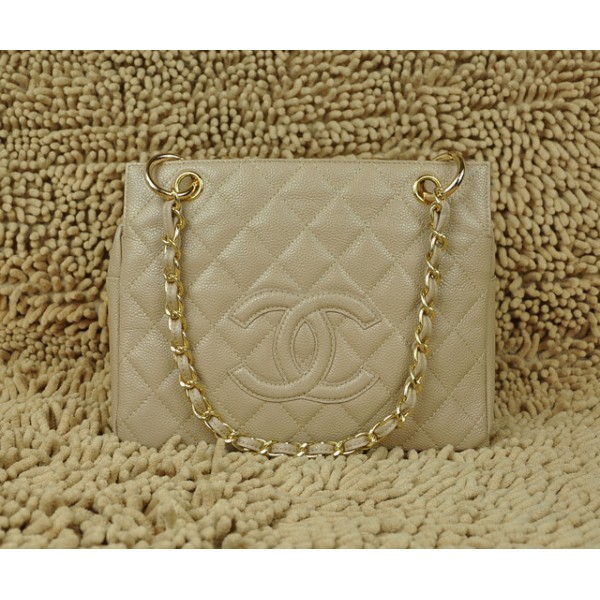 Chanel A58004 Albicocca Caviar Shopping Borse In Pelle Oro Con H
