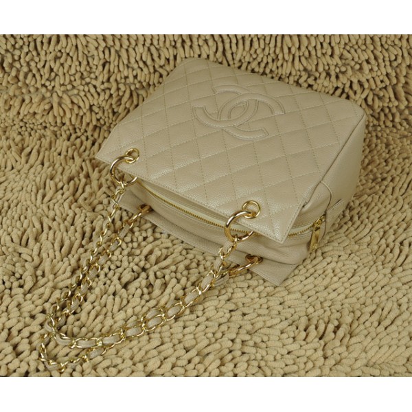 Chanel A58004 Albicocca Caviar Shopping Borse In Pelle Oro Con H