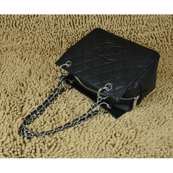Chanel A58004 Nero Caviar Shopping Borse In Pelle Con Silver Hw