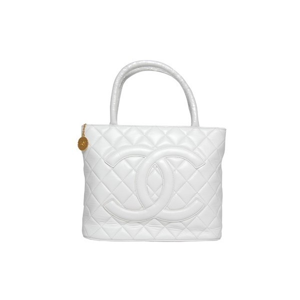 Chanel Classic White Lamb Tote Borse & A01804