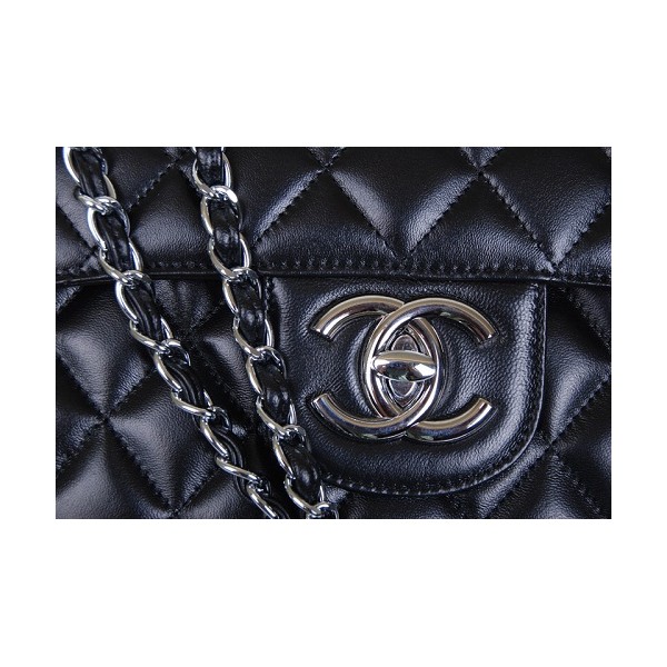 Borse Chanel Flap In Pelle Di Agnello Nero Con 48022 Argento Hw