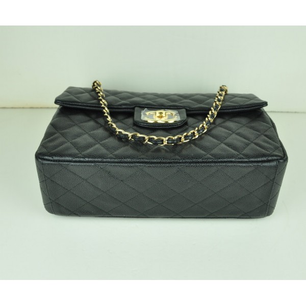 Chanel A46558 Nero Caviar Leather Flap Bag Con Gold Hw