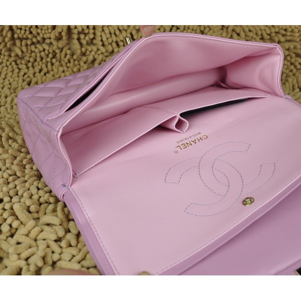 A01112 Chanel Quilted Agnello Flap Bag Rosa Con Portachiavi