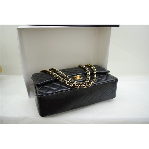 Chanel A47600 Flap Borse Pelle Di Agnello Nero Con Maxi Oro Hw