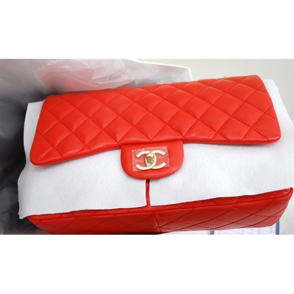 Chanel A47600 Jumbo Flap Borse Rosso Arancione Con Oro Hw