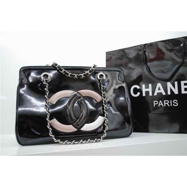 Chanel A47926 Nero Vernice Pelle Borse Piccolo Centro Commercial