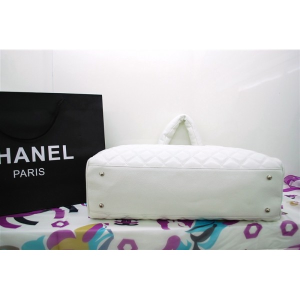 Chanel A48620 Y06882 10800 In Pelle Con Zip Caviar Bianco Large