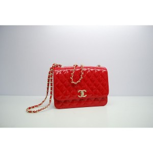 2012 New Chanel Flap In Pelle Verniciata Rossa Mini Bag Medium C