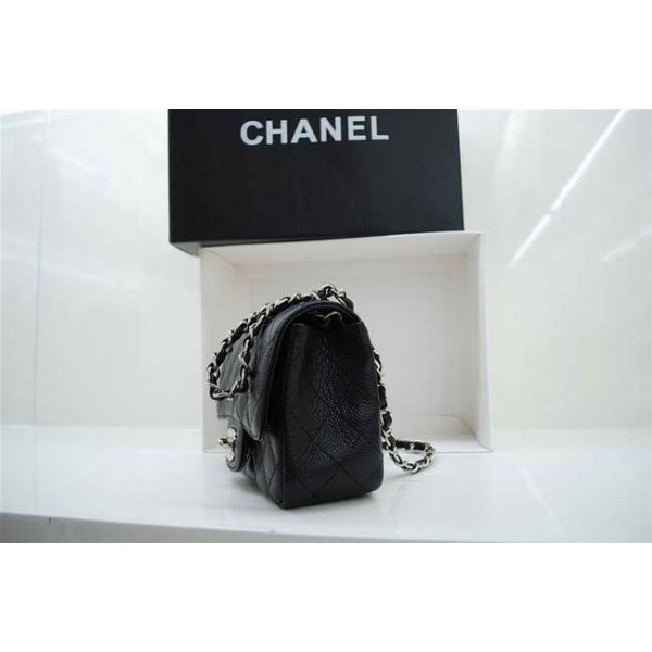 Borse Chanel 2010 Mini Flap In Pelle Nera Caviale Con Ecs