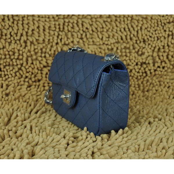Chanel Classic Blue Mini Flap Bag In Pelle Con Silver Hw
