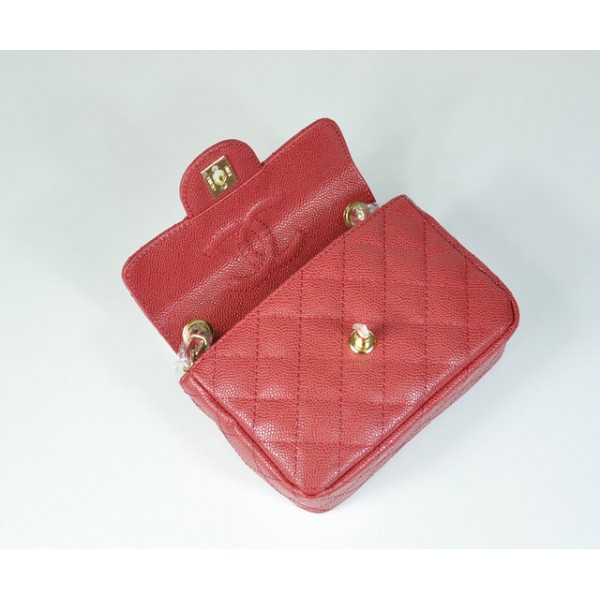 Chanel Rouge Grani Mini Flap Borse In Pelle Con Oro Hw