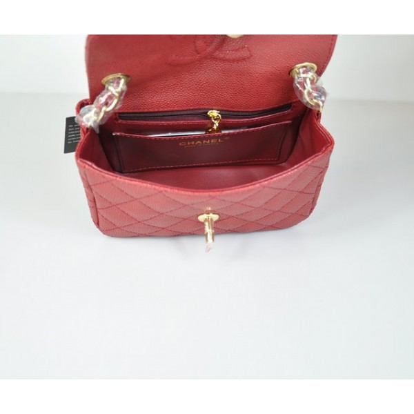Chanel Rouge Grani Mini Flap Borse In Pelle Con Oro Hw