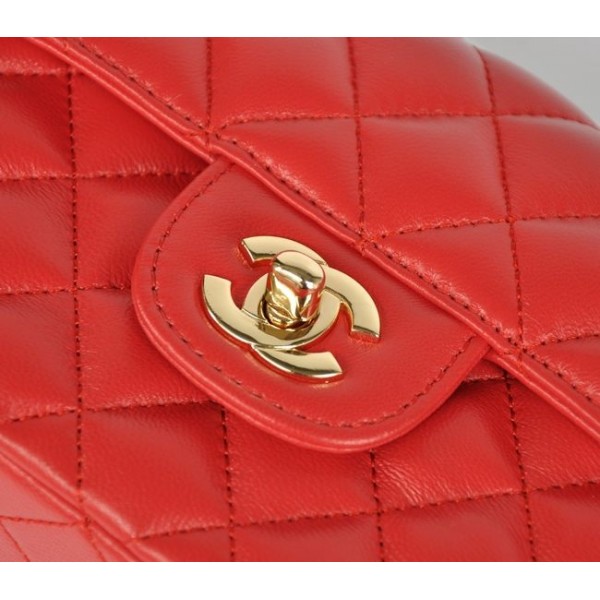 Red Agnello Borse Chanel Classic Flap Mini Con Oro Hw