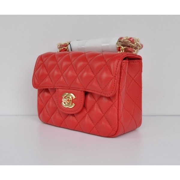 Red Agnello Borse Chanel Classic Flap Mini Con Oro Hw