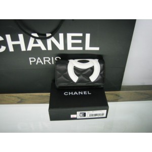 Chanel A26723 Y01669 0229 Portefeuilles Blanc Noir Avec Logo Dop