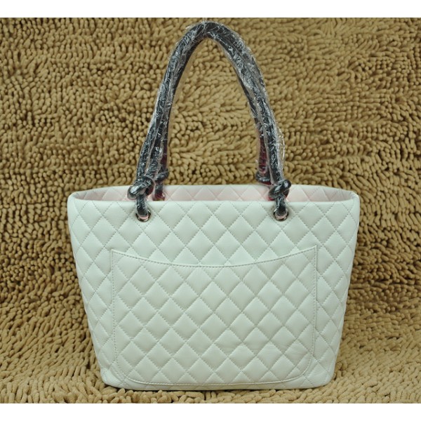 Chanel A25169 Shopping Bags Agnello Bianco Con Logo Cc Nero