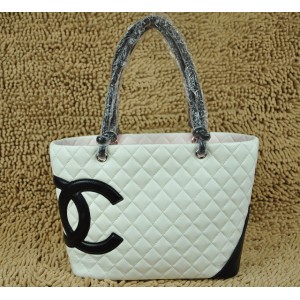 Chanel A25169 Shopping Bags Agnello Bianco Con Logo Cc Nero