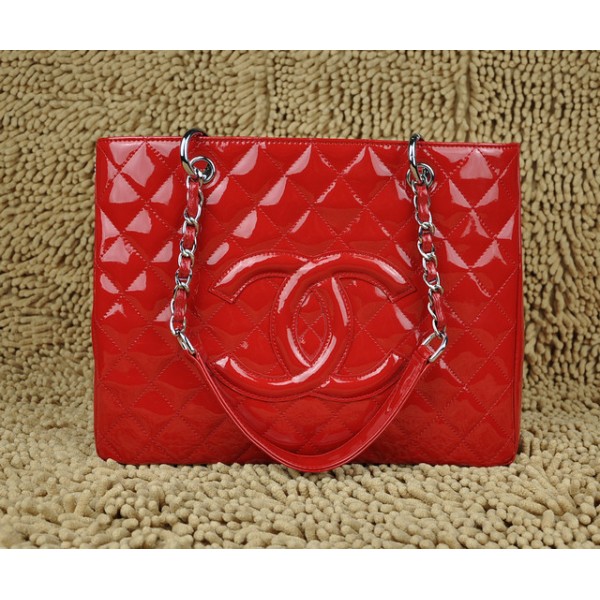 Chanel Vernice Rossa Borsa In Pelle A20995 Gst Con Hardware In A