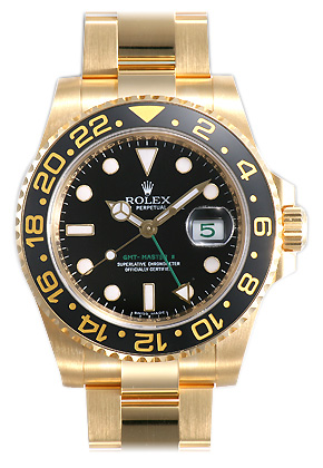 Rolex GMT Master II Series Mens Automatic 18kt Yellow Gold Wristwatch 116718-BKSO
