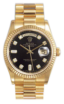Rolex Day-Date Series Mens Automatic 18kt Yellow Gold Wristwatch 118238-BKDP