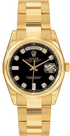 Rolex Day-Date Series Mens Automatic 18kt Yellow Gold Wristwatch 118208-CDD