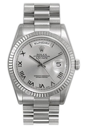 Rolex Day-Date Series Mens Automatic 18kt White Gold Wristwatch 118239-SRP