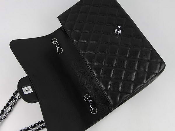 Chanel 2.55 Series Caviar Leather Large Flap Bag A36070 Black