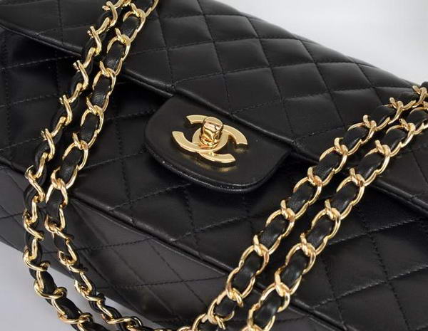 Chanel A1112 2.55 Series Flap Bag Original Leather Black Gold