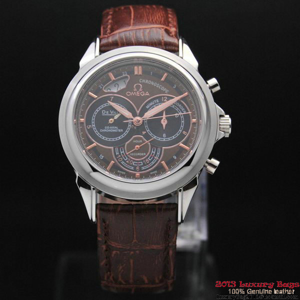 OMEGA DE VILLE CO-AXIAL CHRONOSCOPE Steel on Brown Leather Strap OM77404