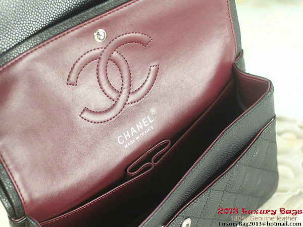 Chanel 2.55 Classic Flap Bag Black Original Cannage Patterns Leather Silver