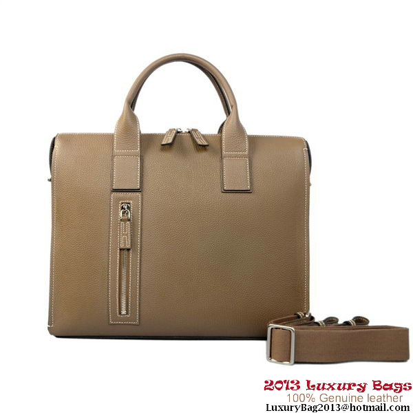 Hermes Mens Briefcase Calf Leather H1289A Khaki
