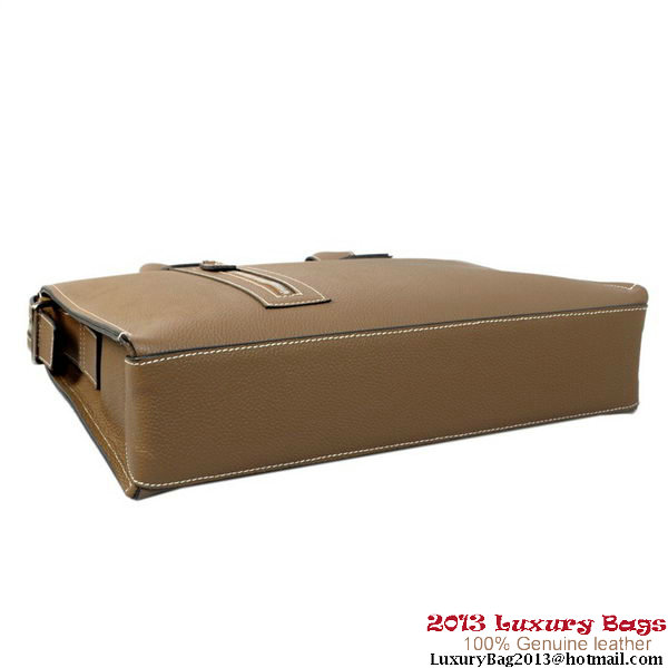 Hermes Mens Briefcase Calf Leather H1289A Khaki