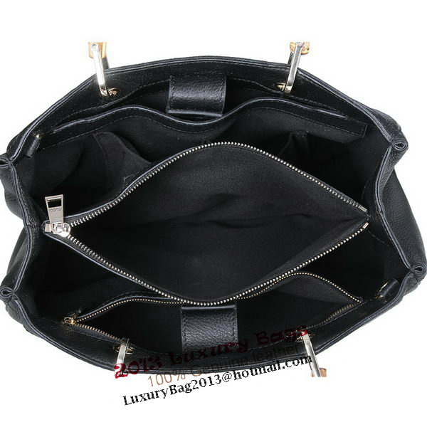 Gucci 323660 Black Bamboo Shopper Calf Leather Tote Bag