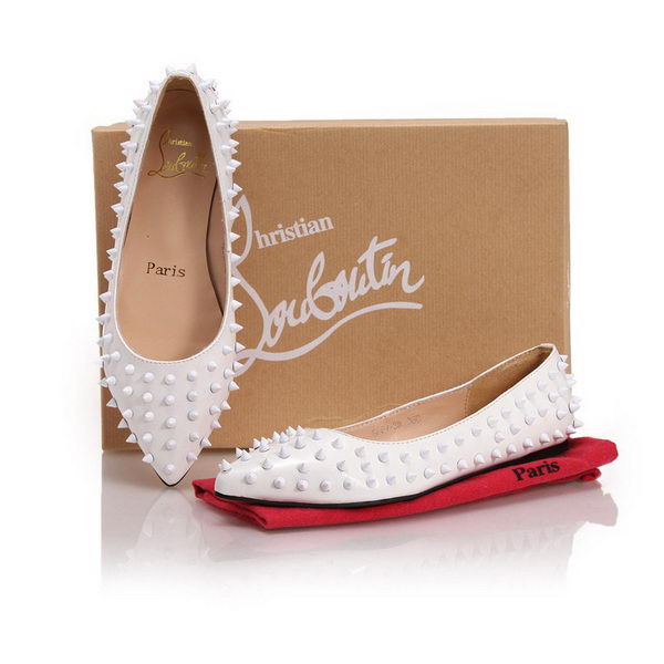 Christian Louboutin Patent Leather Flats CL10301 White