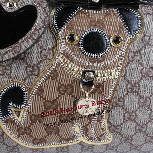 Gucci Joy Supreme Dog Canvas Boston Bag 189895 Brown