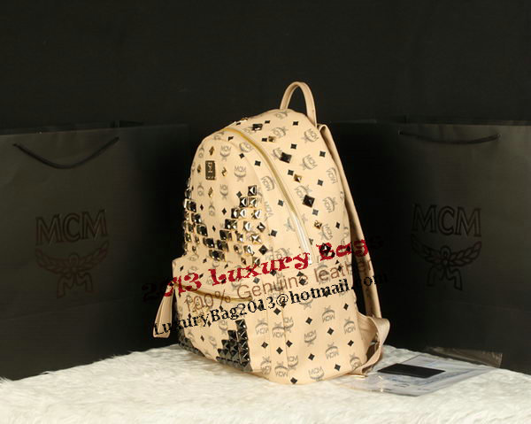 MCM Stark Backpack Jumbo in Calf Leather 8100 Apricot