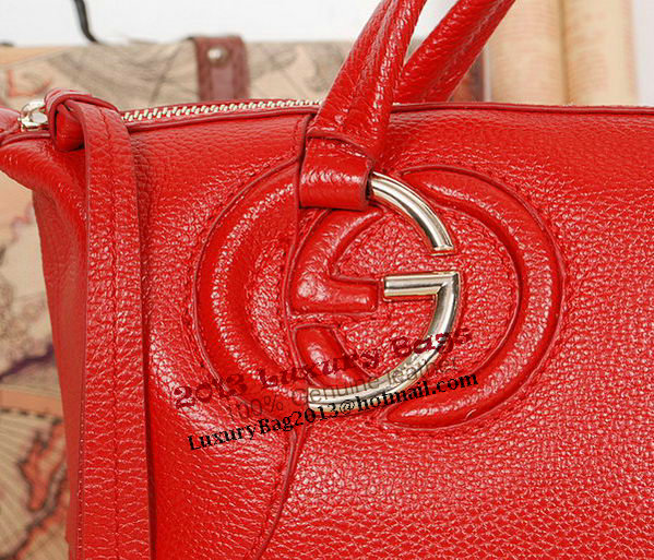 Gucci Twill Calf Leather Top Handle Bag 309529 Red