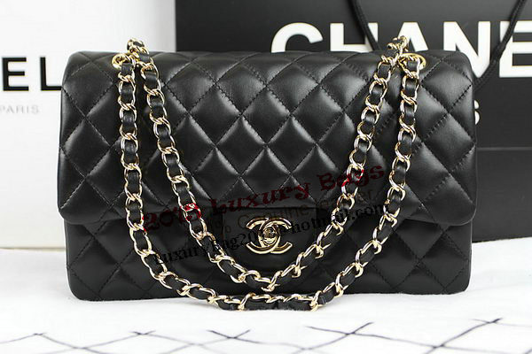 Chanel 2.55 Series Classic Flap Bag 1112 Black Original Sheepskin Leather Gold