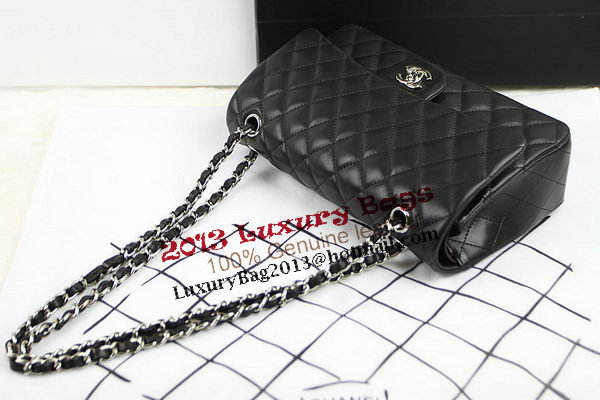 Chanel 2.55 Series Classic Flap Bag 1112 Black Original Sheepskin Leather Silver