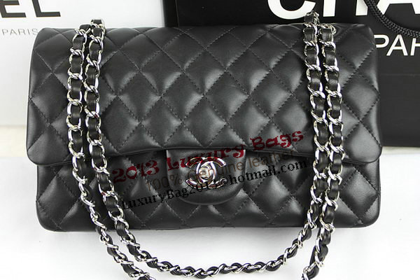Chanel 2.55 Series Classic Flap Bag 1112 Black Original Sheepskin Leather Silver